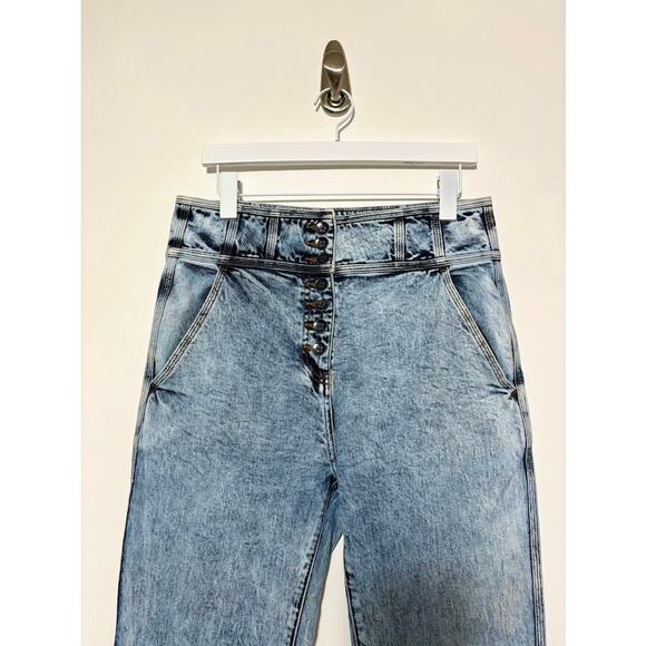 Ulla Johnsone Ellis Flare Jeans in Blue Acid Wash Size 12 - Picture 3 of 8